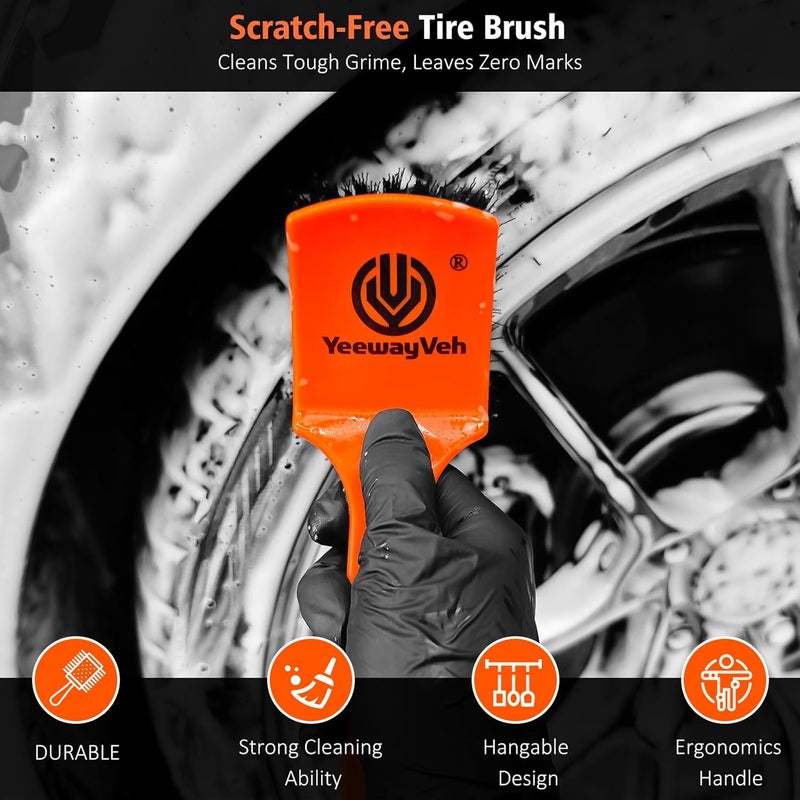 YeewayVeh 4PCS Wheel Brush Kit - Microfiber Bendable Rim Brush, Tire Brush, and Double-Ended Detailing Brush Set - Image 5