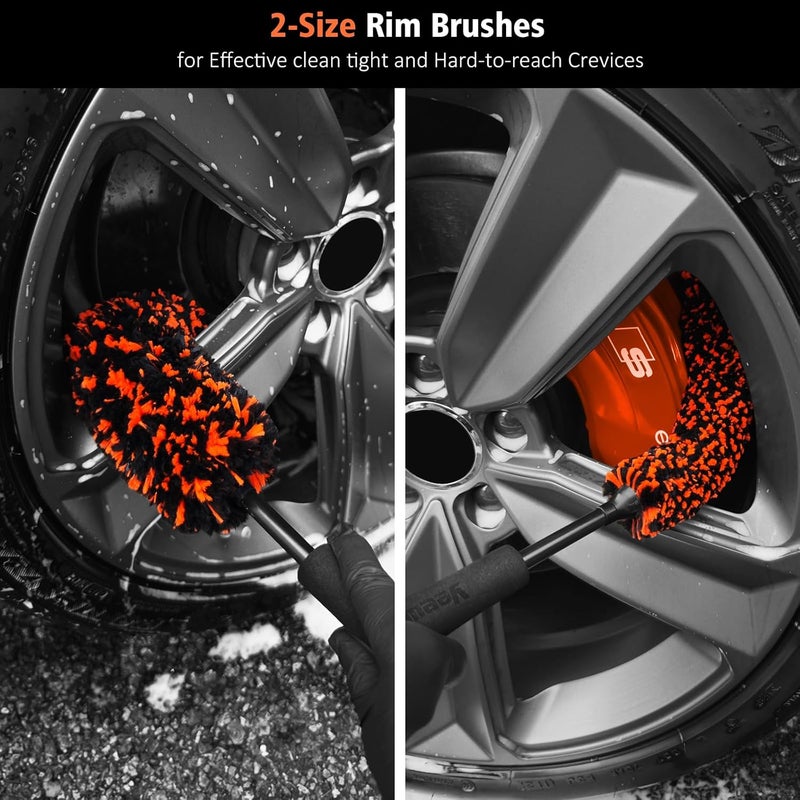 YeewayVeh 4PCS Wheel Brush Kit - Microfiber Bendable Rim Brush, Tire Brush, and Double-Ended Detailing Brush Set - Image 4