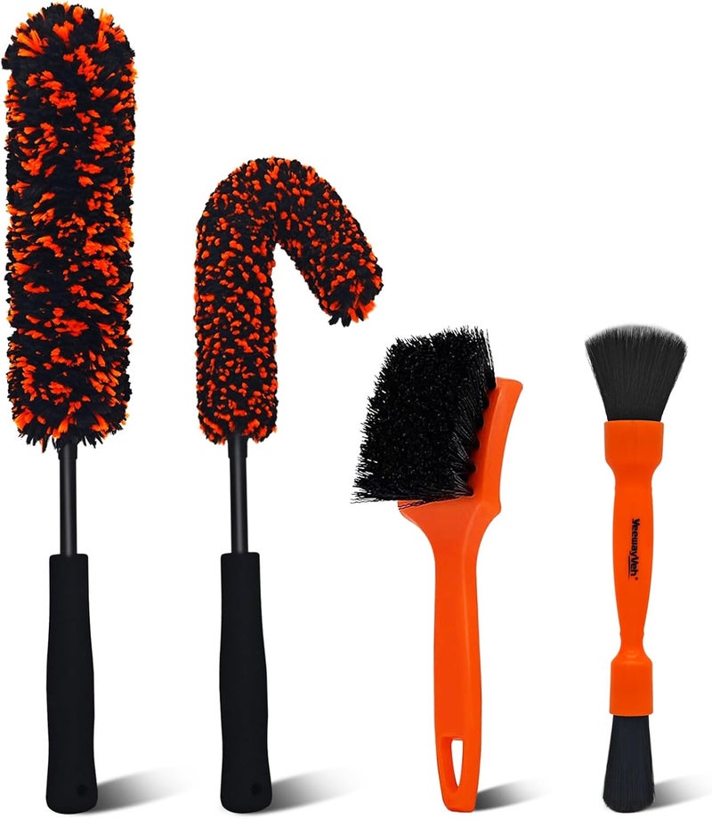 YeewayVeh 4PCS Wheel Brush Kit - Microfiber Bendable Rim Brush, Tire Brush, and Double-Ended Detailing Brush Set - Image 1
