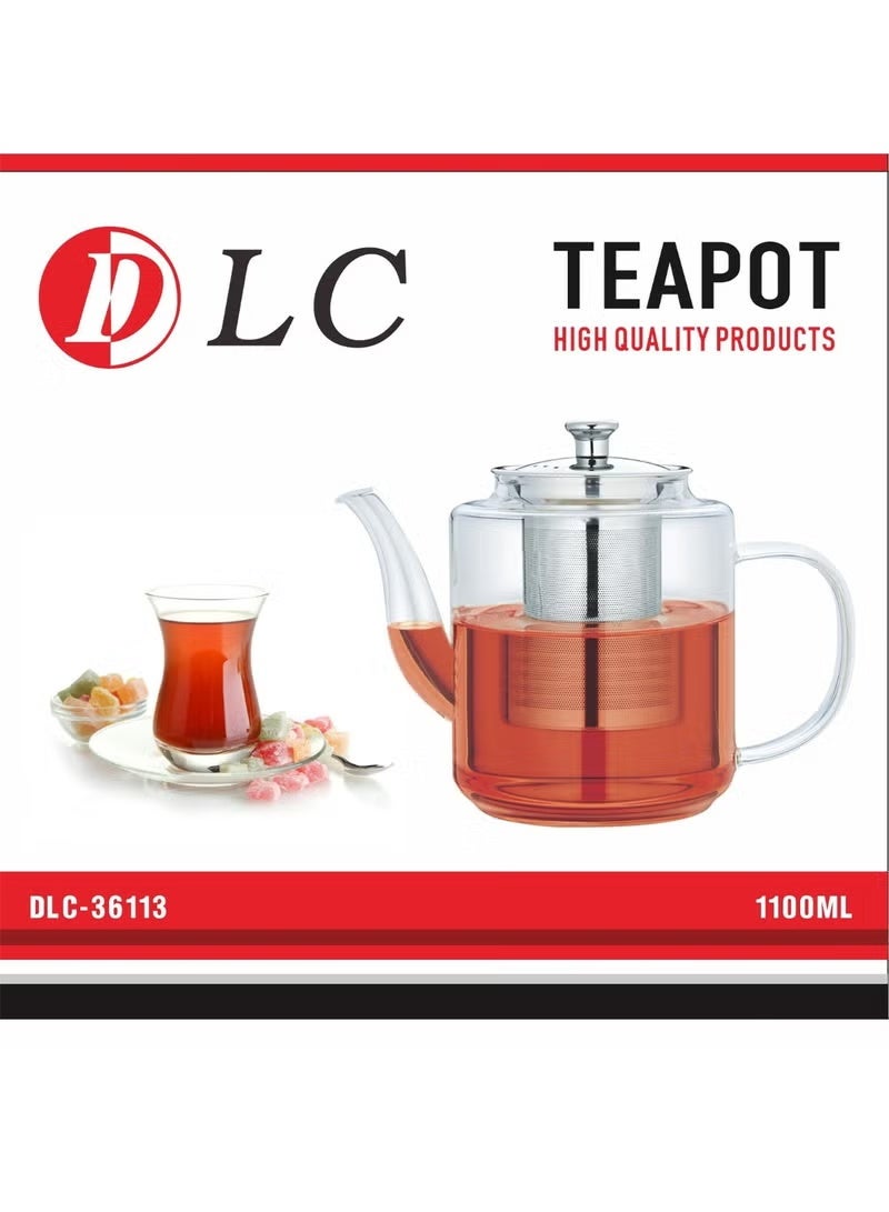 Heat-Resistant Glass Teapot with Removable Stainless Steel Infuser | Glass Tea Kettle | 1100 ml Capacity - Image 4
