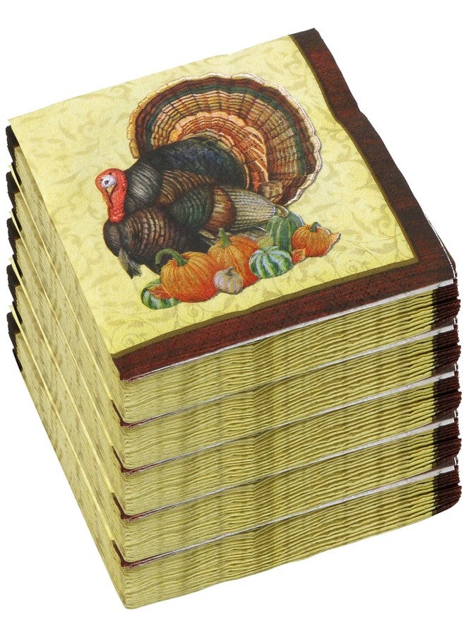 Iconikal Disposable Paper Thanksgiving Party Napkins, Harvest Turkey, Beverage Cocktail Dessert Size, 80-Count - Image 2