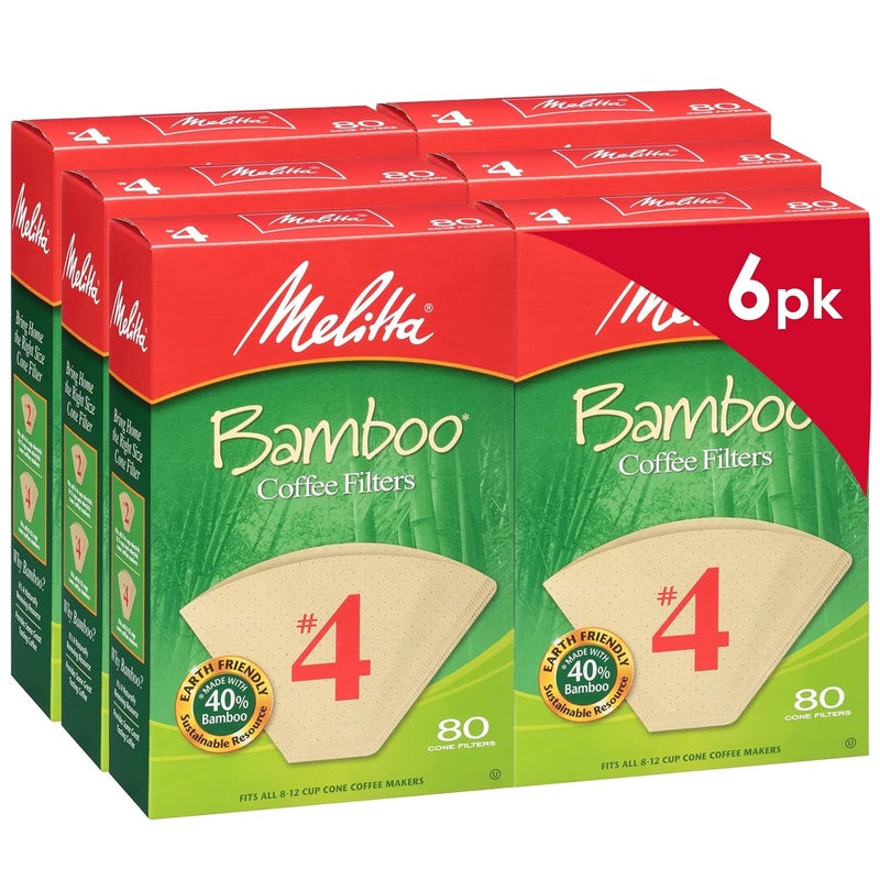 Melitta Melitta 4 Cone Coffee Filters Bamboo 80 Count Pack of 6 480 Total Filters Count  Packaging May Vary - Image 1