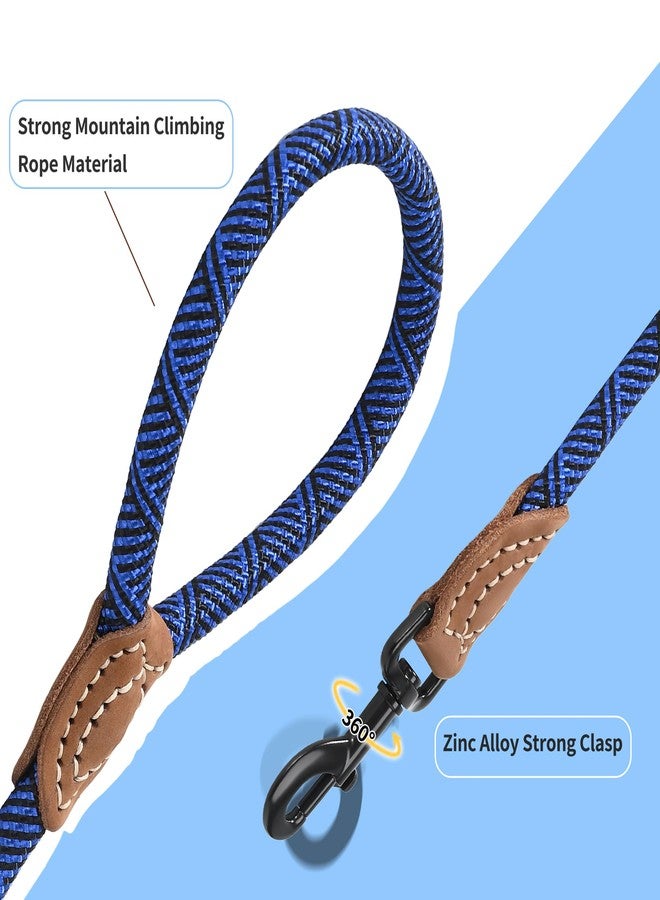 مايل هاي لايف حبل مقود من Mile High Life مع وصلة من الجلد الطبيعي، 6 أقدام/5 أقدام/4 أقدام، حبل مقود شديد التحمل للكلاب المتوسطة والكبيرة (أزرق، 48 بوصة) - Image 4