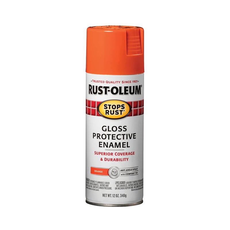 Rust-Oleum 214084 Stops Rust Spray Paint, 12 oz, Gloss Orange - Image 1