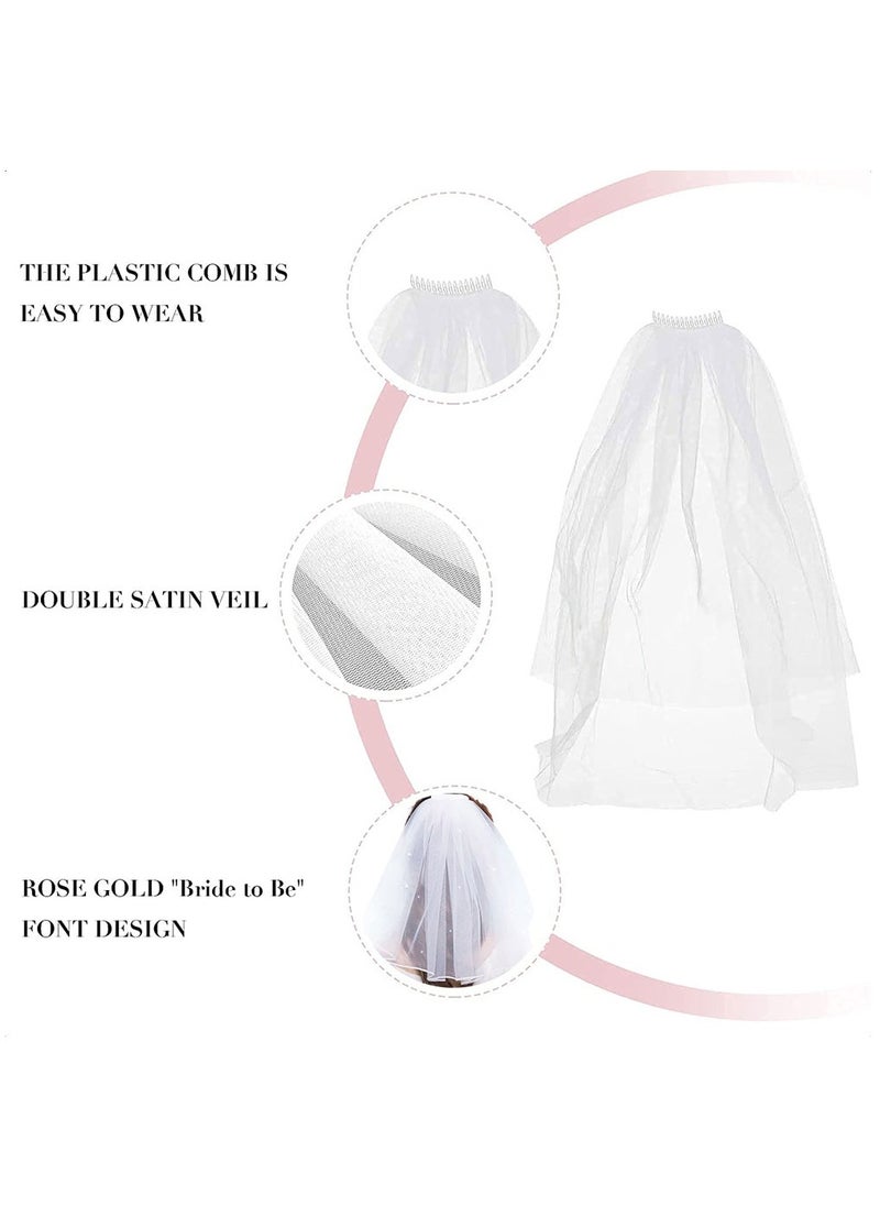 3 Pack Bride to Be Sash Set with Headband Tiara and Shoulder Length Veil Bachelorette Party Supplies Bridal Shower Decoration Accessories
