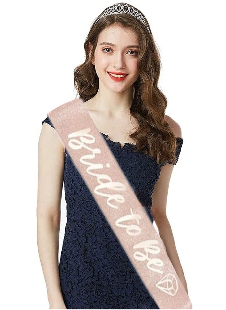3 Pack Bride to Be Sash Set with Headband Tiara and Shoulder Length Veil Bachelorette Party Supplies Bridal Shower Decoration Accessories