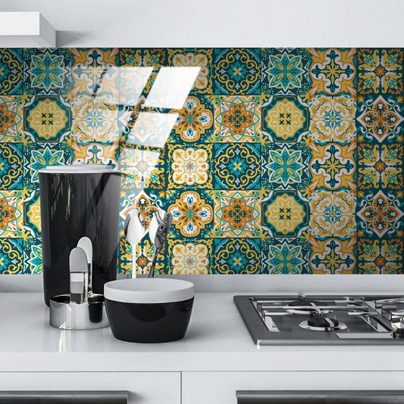 10Pcs Retro Flower Tile Stickers DIY Background Wallpapers (TS259) - Image 3