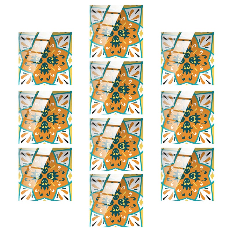 10Pcs Retro Flower Tile Stickers DIY Background Wallpapers (TS259) - Image 1