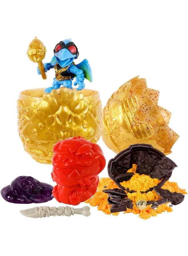 Treasure X Dino Gold Armored Egg. Break The Egg. Squeeze The Ooze Out. Smash The Fossil to Find The Treasure. Then Build The Dino and Display. Styles May Vary - Image 1