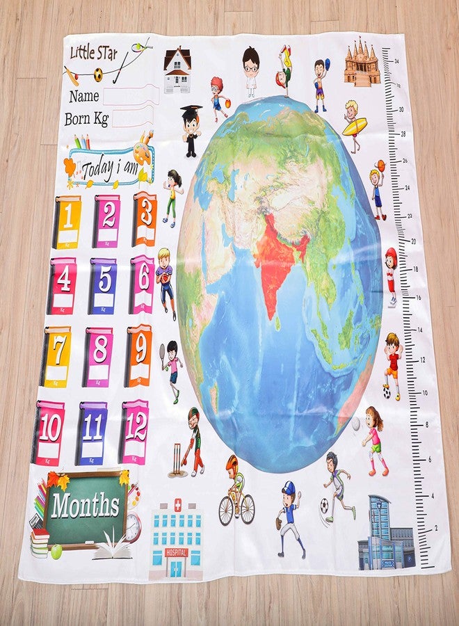 Keshav Creation Baby Milestones Blanket with Month Marker For Newborn to 12 Months (Multicolour) - Image 1