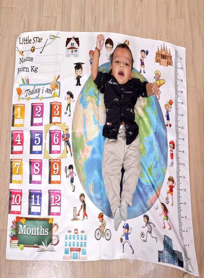 Keshav Creation Baby Milestones Blanket with Month Marker For Newborn to 12 Months (Multicolour) - Image 2