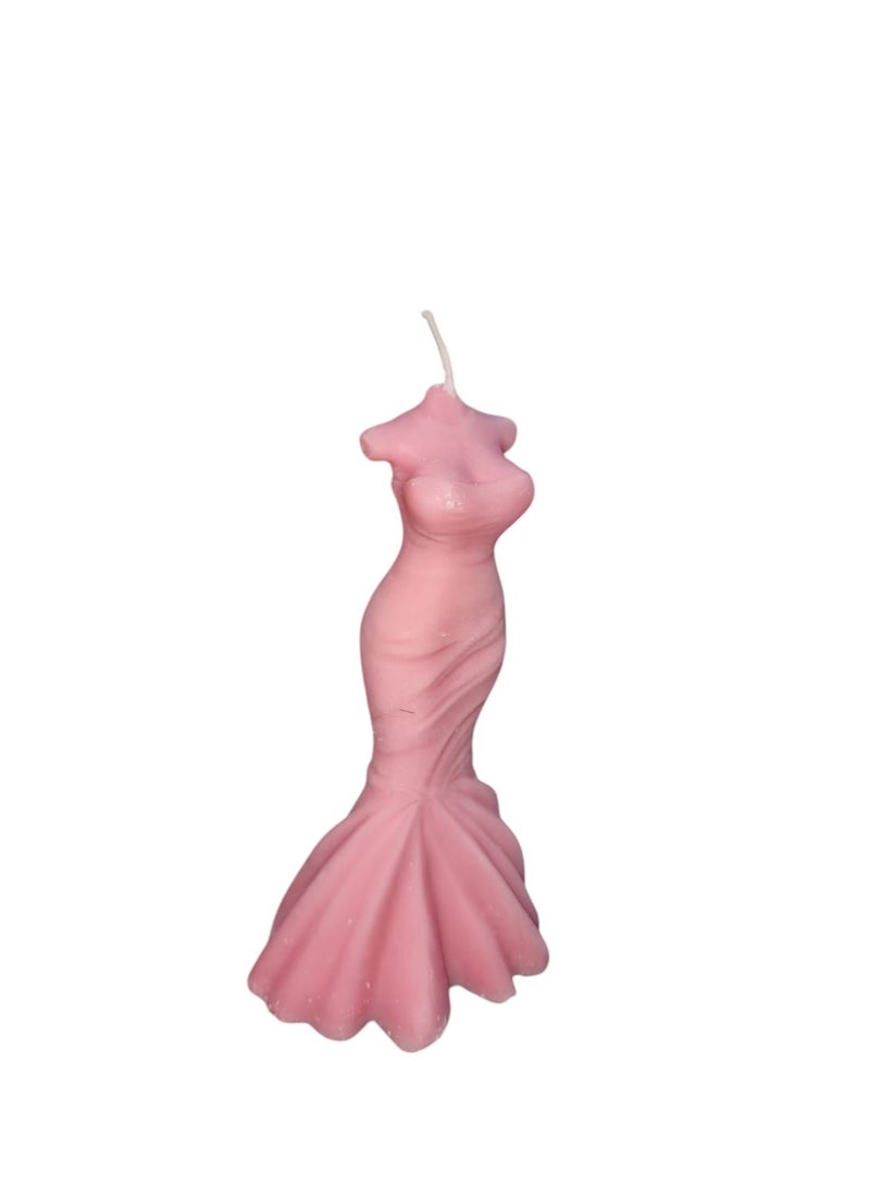 Bridal Dress Shape Candle Block Pink  - Image 1