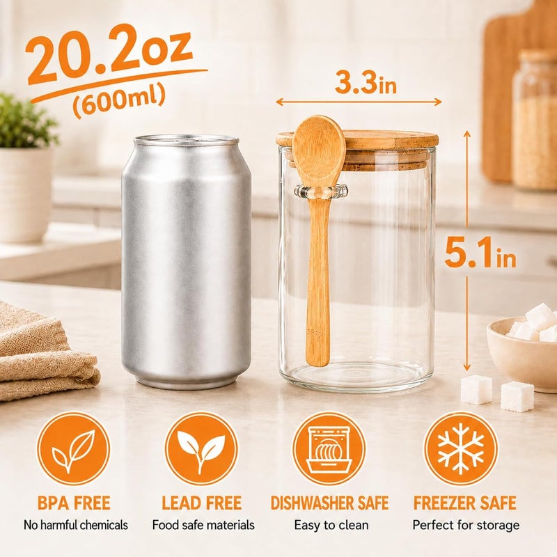 PFUM Overnight Oats Jars with Spoon and Lid 16 oz [2 Pack], Airtight Oatmeal Container with Measurement Marks, Mason Jars with Lid for Cereal On The Go Container (grey and white) - Image 2