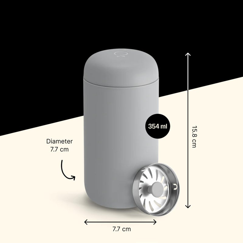 Fellow 12 oz Carter Move Travel Mug - Vacuum-Insulated Stainless Steel Travel Coffee Mug - Coffee Tumbler with Ceramic Interior and Splash Guard - Matte Grey - Image 3