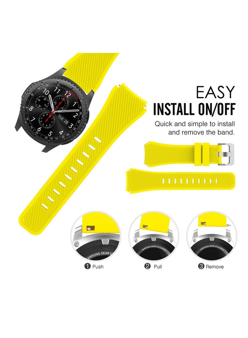Silicone Band 20MM Strap For Samsung Gear Sport/Watch 6/5/4/5 Pro 45mm/S2 classic/active 2 40mm 44mm/Amazfit GTS/2/2e/GTS3/3 Pro/2 Mini/3 Mini/Bip 3/Bip 3 Pro Yellow - Image 5