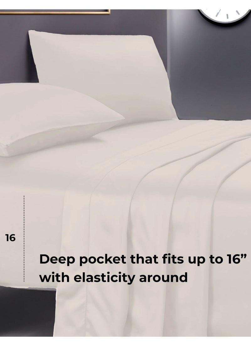 DrSleeep DrSleeep 3-Piece Fitted Sheet + 2 pillow case 100% Viscose Derived from Bamboo Queen Oat  - Image 3