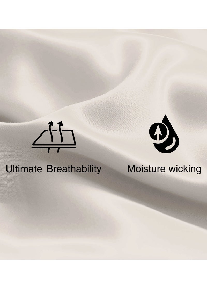 DrSleeep DrSleeep 3-Piece Fitted Sheet + 2 pillow case 100% Viscose Derived from Bamboo Queen Oat  - Image 5