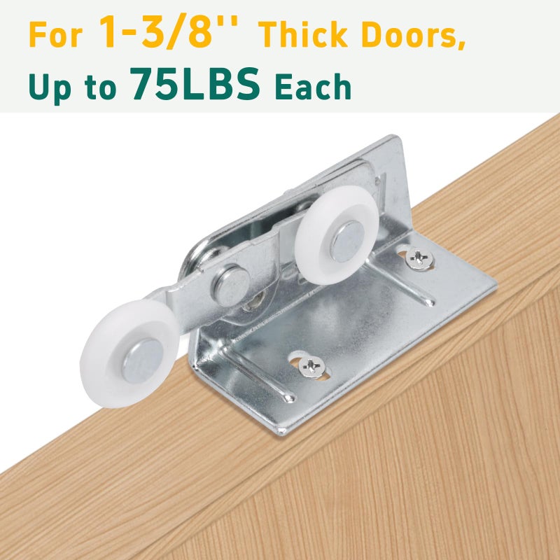 Lashow Twin Pocket Door Roller,Top Mount Pocket Door Rollers, 7/8 Inch Wheels, Alloy Steel, Fits Cox Doors - Image 3