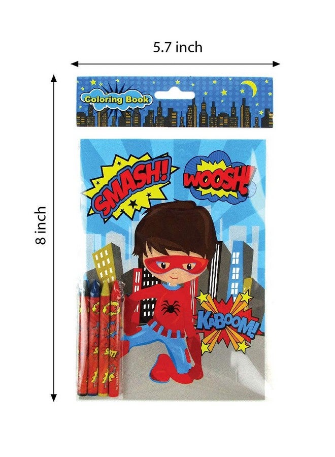 TINYMILLS Tiny Mills Superhero Coloring Books for Kids with 12 Coloring Books and 48 Crayons Party Favors, Superhero Prizes, Favor Bag Filler, Superhero Party Supplies - Image 3