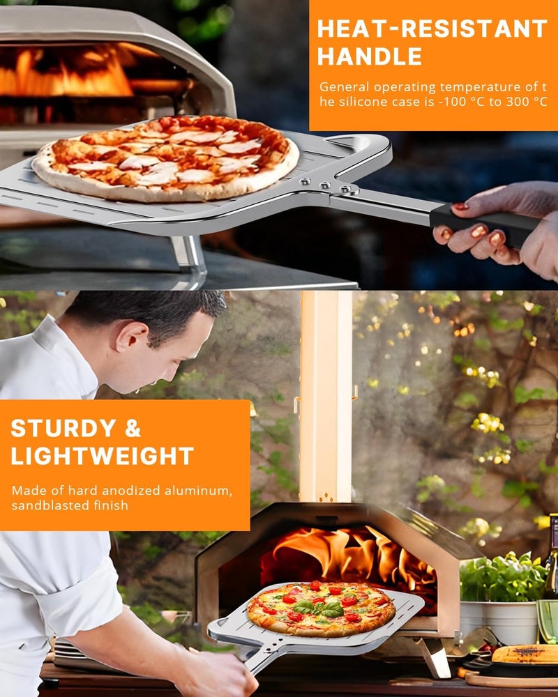 Honsdom Pizza Peel 12 inch, Perforated Aluminum Pizza Paddle (12'') with Heat-resistant Handle, Nonstick and Lightweight Pizza Spatula, Pizza Oven Accessories - Image 5