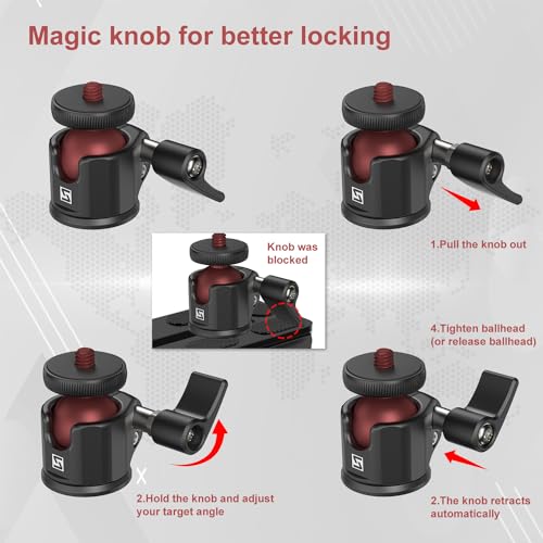 SIOTI Mini Ball Head Mount Adapter, Compatible with Monopod/Digital Card Camera/Microphone/Smart Phone/Action Camera/Flash/LCD (UM18) - Image 4