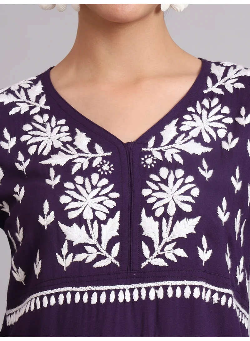 Alaya Women Hand Embroidered Lucknowi Chikankari Rayon Kurta Set-AL4077KS