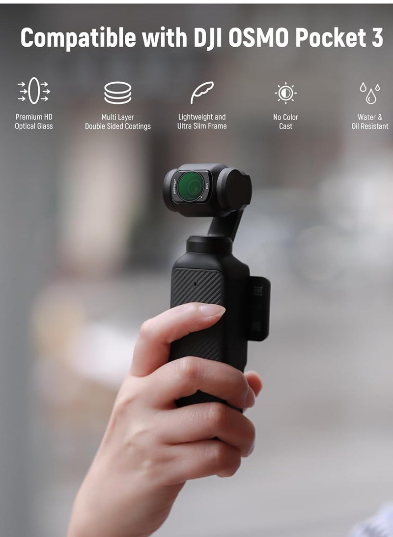 Magnetic NDCPL Filter Kit Compatible with DJI OSMO Pocket 3 Creator Combo Accessories, Action Camera 4Pack ND16 ND64 ND256 Neutral Density  Polarizing Filters, HD Optical Glass Aluminum Fr - Image 2