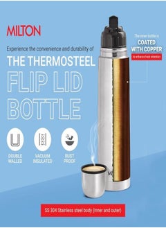 Milton Milton Thermosteel Flip Lid 1000, Double Walled Vacuum Insulated Thermos 1000 ml Silver  - Image 4