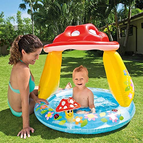 INTEX 57114EP Mushroom Baby Pool: Built-In Mushroom Shade – Soft Inflatable Floor – Durable Vinyl – Ages 1-3 – 40" x 35" - Image 4