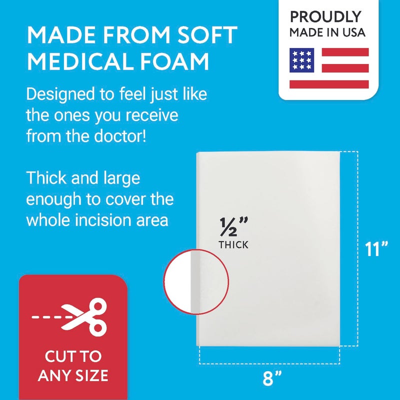 IMPRESA Liposuction Foam Pads - 3-Pack - White - 8 x 11 x 0.5 in - for Abdominal Binder Post Surgery - Even Pressure for Liposuction Compression Garments - Custom Fit for Tummy Tuck Recovery - Image 4