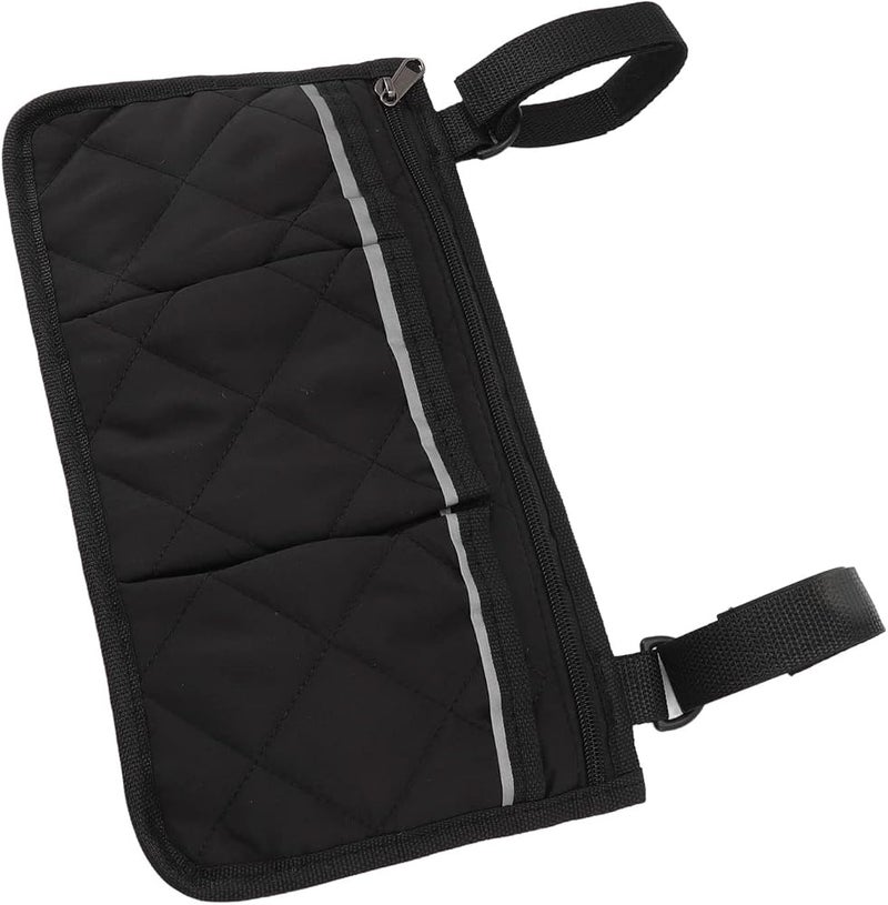 OEBUAFI Wheelchair Side Pocket Waterproof Polyester Bag, Multi Pocket Design for Walkers, Scooters, Electric Scooters, Armrest Storage Bag (Black) - Image 2