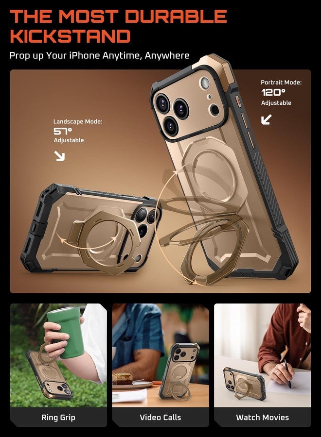 سوبكيس جراب SUPCASE لهاتف iPhone 17 Pro مع مسند (تصميم يونيكورن بيتل جريب)، [غطاء للتحكم بالكاميرا] [متوافق مع MagSafe] [حماية فائقة ضد السقوط] جراب هاتف مغناطيسي شديد التحمل، لون صحراوي - Image 4