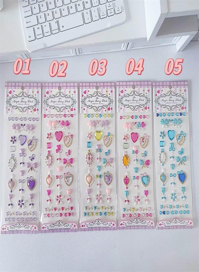 MAXLEAF 5Sheets Flowers Gem Stickers, Maxleaf 3D Self Adhesive Rhinestone Jewels Gem Stickers for Crafts Nail Makeup Gift - Image 3