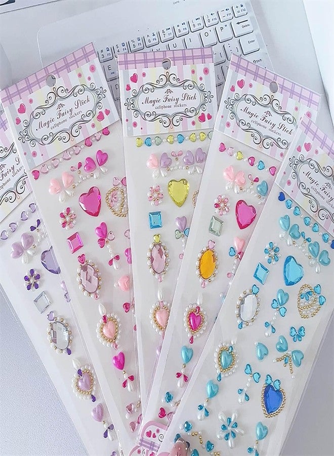 MAXLEAF 5Sheets Flowers Gem Stickers, Maxleaf 3D Self Adhesive Rhinestone Jewels Gem Stickers for Crafts Nail Makeup Gift - Image 1