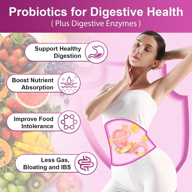 NATURE TARGET Probiotics for Women 100 Billion CFUs Probiotic with Digestive Enzymes  Prebiotics Vaginal Probiotics with Cranberry for Urinary Tract Health pH Balance 90 Veggie Capsules - Image 3