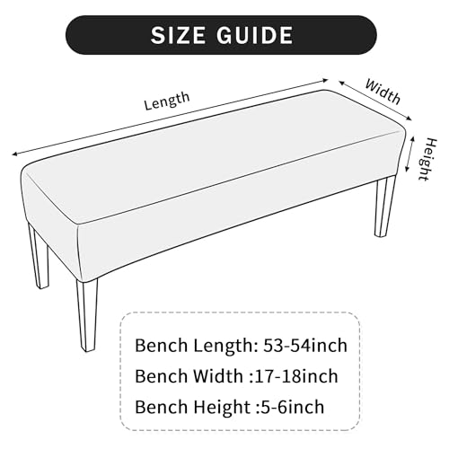 FORCHEER Dining Bench Cover Waterproof Stretch Jacquard Slipcover for Living Room Washable Ottoman Cover Seat Protector for Bedroom, Kitchen (Waterproof Jacquard Fabric-Khaki) - Image 2