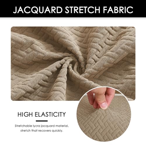 FORCHEER Dining Bench Cover Waterproof Stretch Jacquard Slipcover for Living Room Washable Ottoman Cover Seat Protector for Bedroom, Kitchen (Waterproof Jacquard Fabric-Khaki) - Image 4