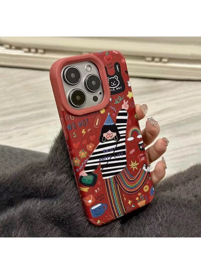 Temu A new and stylish phone case, made of high-quality, skin-friendly synthetic leather with vibrant, colorful patterns. Shock and scratch resistant. Compatible with iPhone 14 Pro.