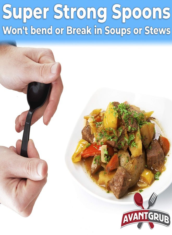 Avant Grub Extra Sturdy, Pro-Grade Plastic Soup Spoons 100 CT. Black, Heavy Duty Recyclable Utensils for Soups, Stews, Chili and Gumbo. Heavyweight Round Spoon is Perfect for Restaurants, Diners and Catering - Image 2