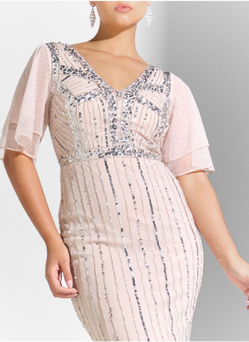 اميليا روز فستان متدرج بأكمام واسعة  - Image 3