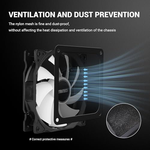 YIMATEECO Dust Filter PC 120mm for Computer Cooler/PSU/Routers Nylon 80 Mesh, Magnetic Frame PC Fan Dust Mesh Cooler Filter Dustproof Computer Fan Grills (Nylon, 120 * 120mm, 2pcs, Black) - Image 5