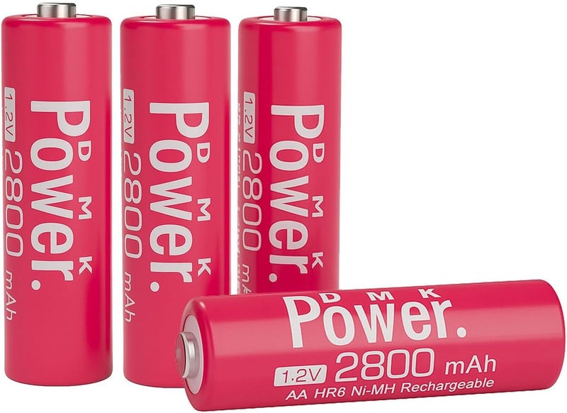 DMK Power Rechargeable AA Batteries,2800mAh High Capacity Batteries 1.2V NiMH Low Self Discharge (PINK, 4 PIECES) - Image 1