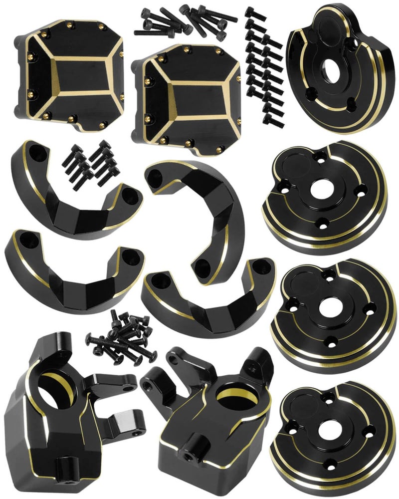 ARRCat Brass Portal Covers WeightsAxle Diff CoverInner Portal Covers Front Steering Knuckles Upgrades Part for SCX10 IIIRc Upgrades Part Hops Up for SCX10 IIIBlack - Image 3