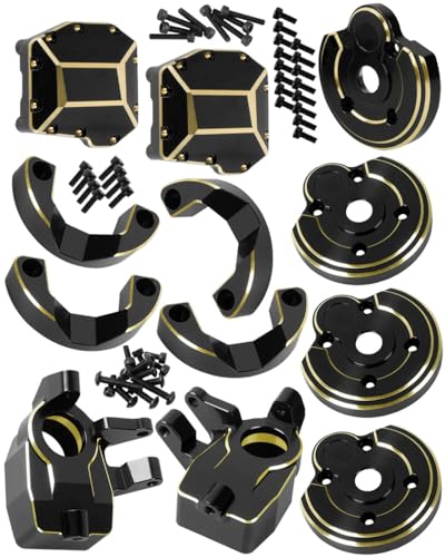 ARRCat Brass Portal Covers WeightsAxle Diff CoverInner Portal Covers Front Steering Knuckles Upgrades Part for SCX10 IIIRc Upgrades Part Hops Up for SCX10 IIIBlack - Image 1
