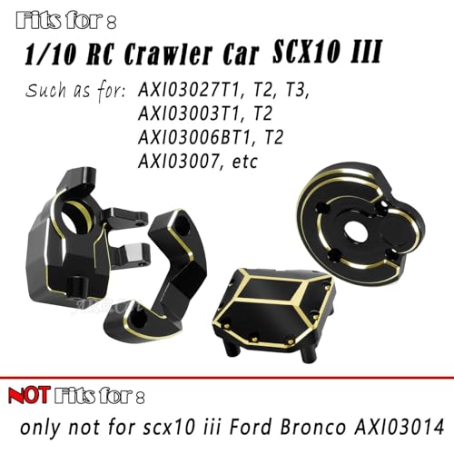 ARRCat Brass Portal Covers WeightsAxle Diff CoverInner Portal Covers Front Steering Knuckles Upgrades Part for SCX10 IIIRc Upgrades Part Hops Up for SCX10 IIIBlack - Image 5