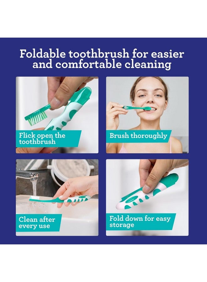 جوراناندا فرشاة أسنان جوروناندا القابلة للطي مع غطاء مدمج، مثالية للسفر والمشي لمسافات طويلة والتخييم، صغيرة الحجم وقابلة للحمل، فرشاة أسنان سهلة الحمل مع شعيرات ناعمة ومقبض مريح، للبالغين والأطفال (قطعة واحدة) - Image 3