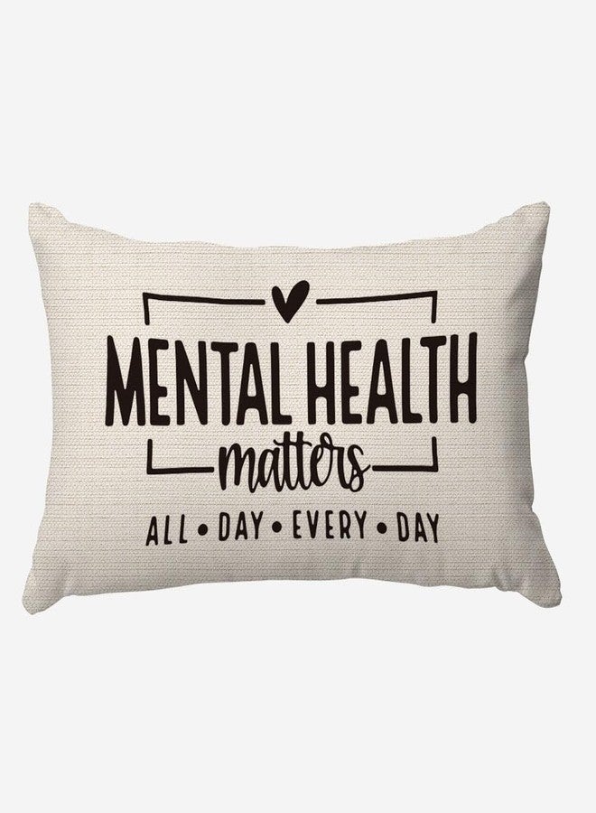 PUHEI Mental Health Matters Throw Pillow Cover,Mental Health Awareness Gifts,Inspirational Psychology Pillow Case 12 x 20 Inch Home Dorm Therapy Office Sofa Bed Decor - Image 1
