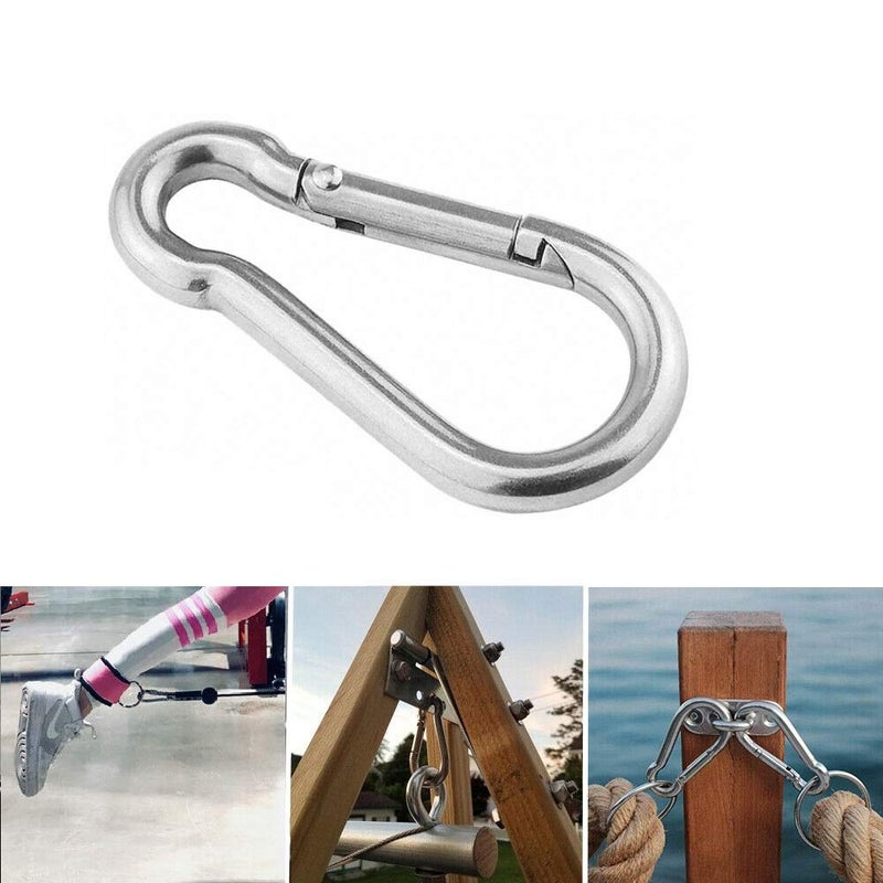 AOHO MOOON 3.1 Inch M8 Steel Spring Snap Hook, Holds to 396lb/180kg (Max) for Gym,Exercise Machine, Heavy Duty Clip Keychainr, Set of 4 - Image 4