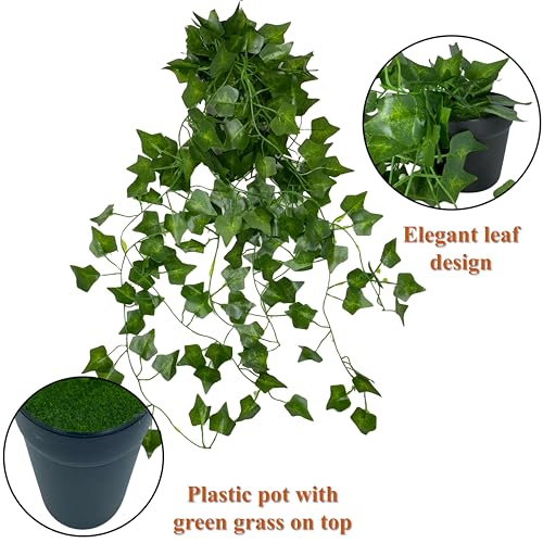 Tdas Artificial Plants with Pot Leaves Hanging Ivy Garlands Plant Greenery Vine Creeper Home Decor Door Wall Balcony Decoration Party Festival Craft (1 Pcs Money Plant) - Image 3