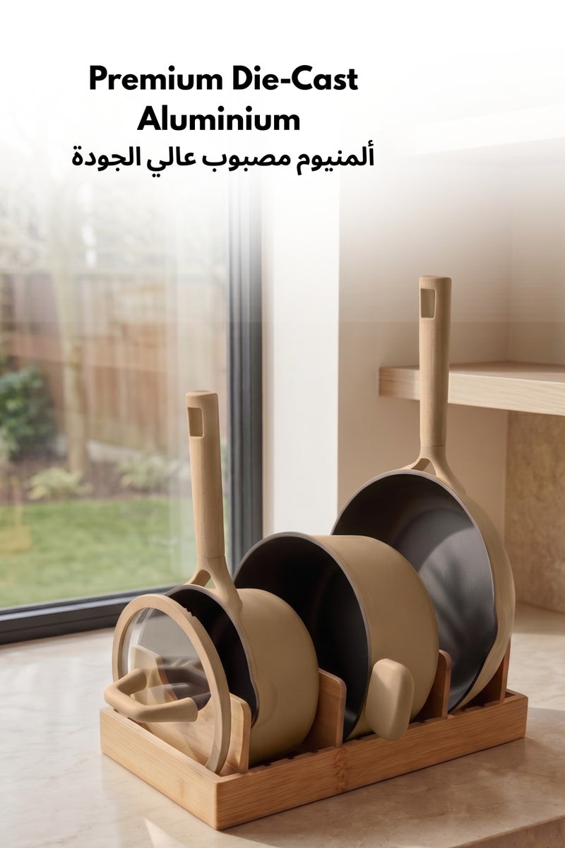 كاروت طقم أواني كاروت 9 قطع غير لاصق لطهي صحي خالٍ من PFOA، يشمل قدر طهي وطاسات قلي وكسرولة بغطاء مصفاة، معزز بالتيتانيوم، متوافق مع جميع المواقد وآمن لغسالة الصحون (رمادي داكن) - Image 5